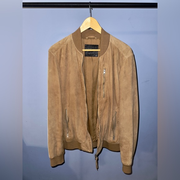 AllSaints Kemble Suede Bomber Jacket. Size: small. - Picture 3 of 6